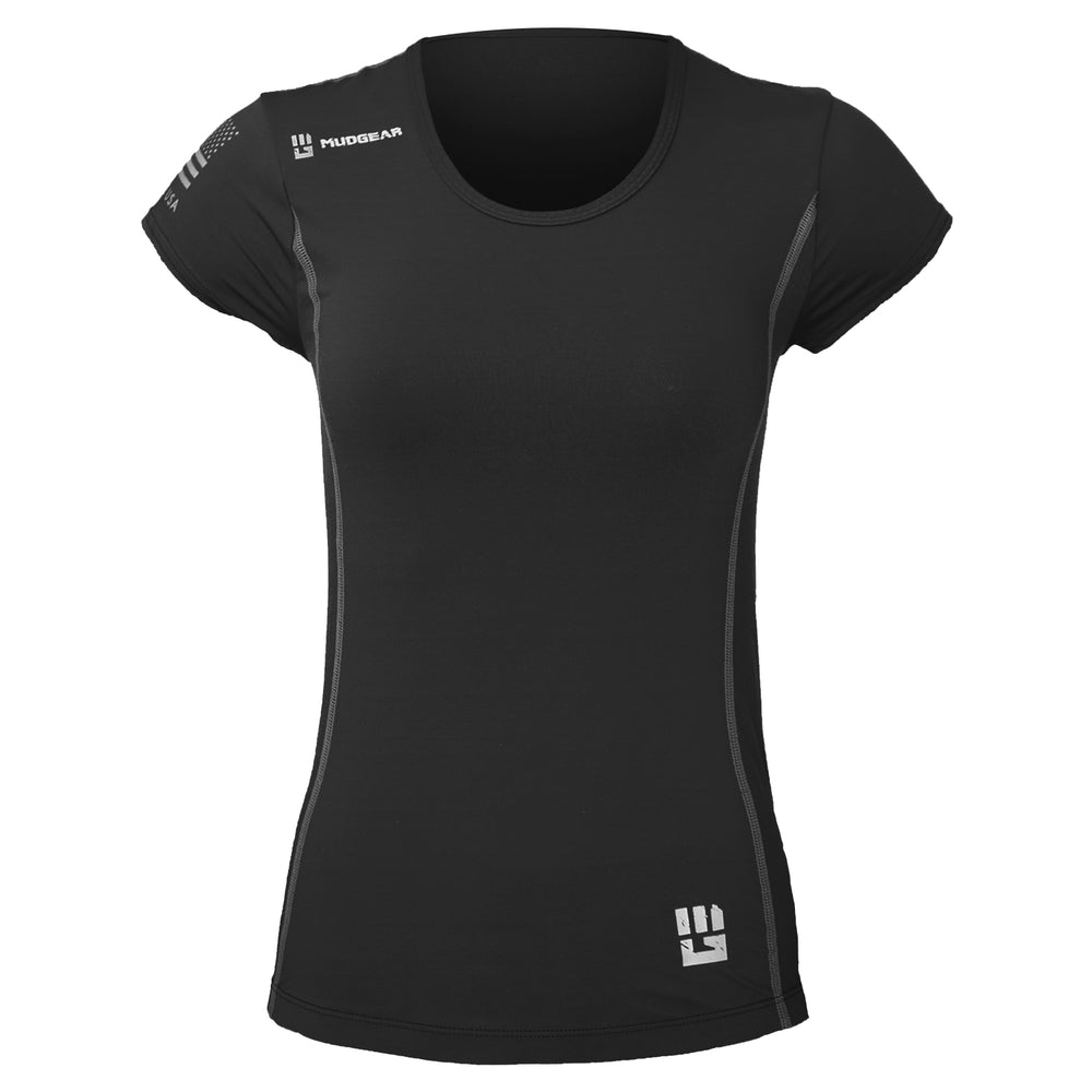 Mudgear Women’s Fitted Performance Shirt - Short Sleeve Front (Black)