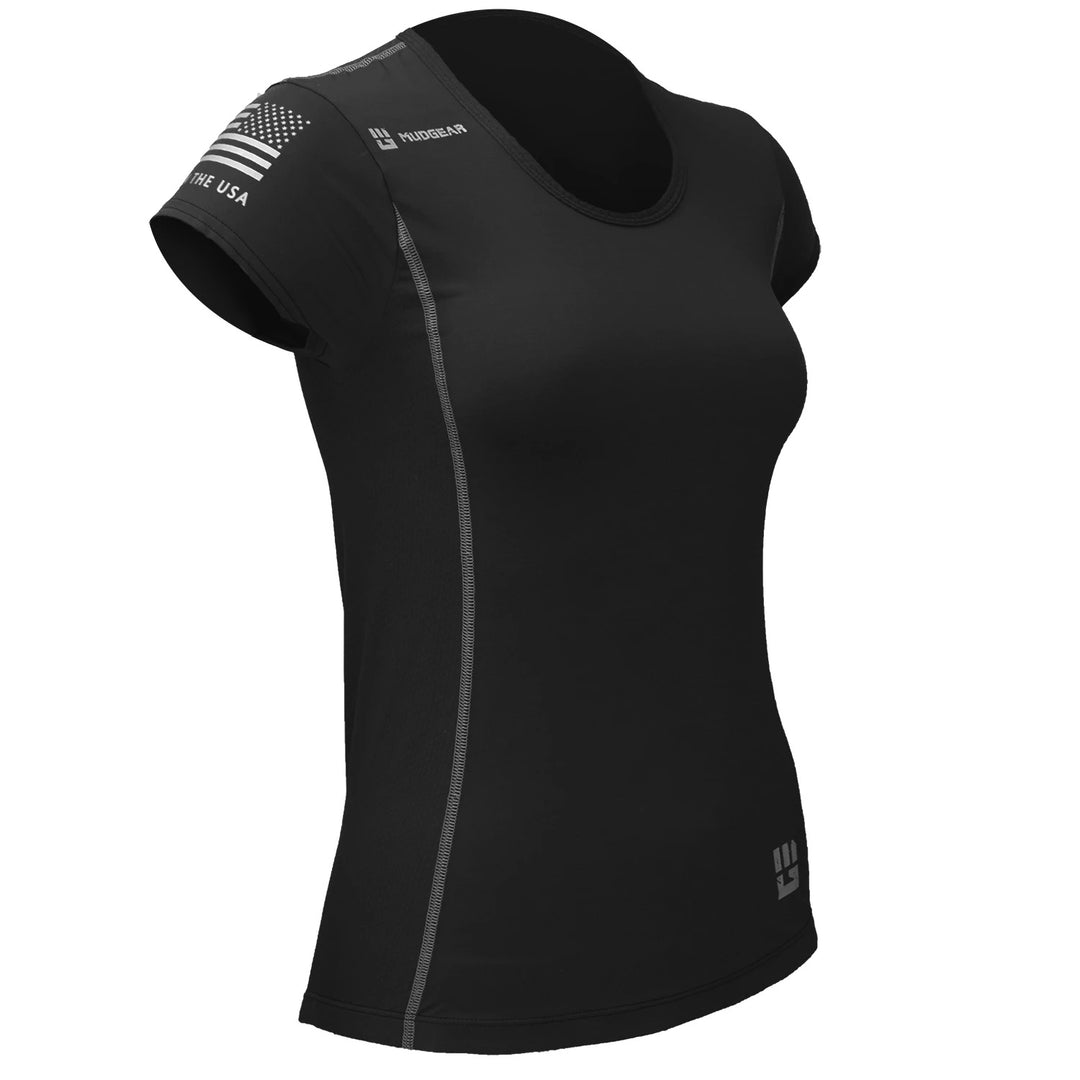 Mudgear Women’s Fitted Performance Shirt - Short Sleeve (Black)