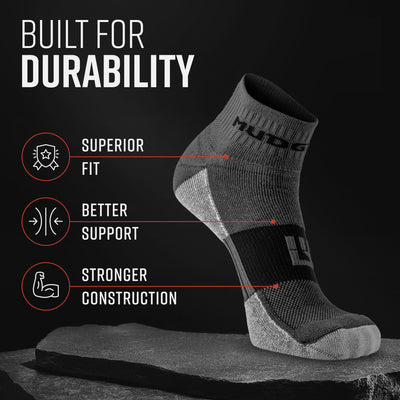 MudGear Quarter (¼) Crew Socks - Gray/Black (2 pair pack)