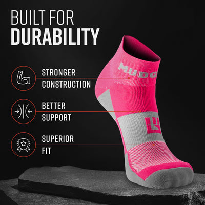 MudGear Quarter (¼) Crew Socks - Pink/Gray (2 pair pack)