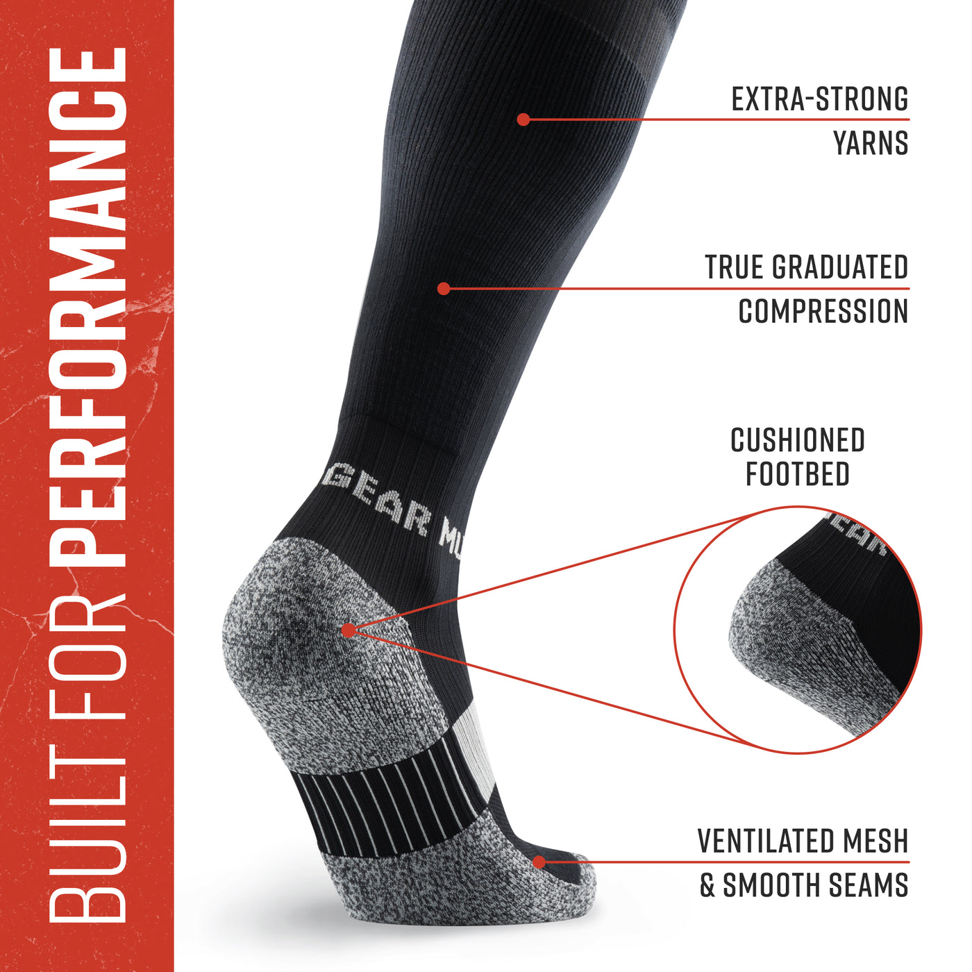 Tall Compression Socks (Black/Gray)