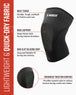 Black MudGear knee pad with textured grip panel, shown from side angle with feature callouts