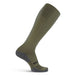 Tall compression sock in olive drab green with dark gray heel and toe reinforcement