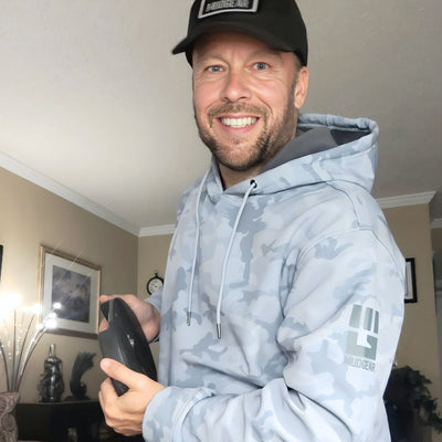 MudGear All Weather Warrior Hoodie Light Gray Camo lifestyle image 2 — customer photo