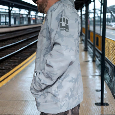 MudGear All Weather Warrior Hoodie Light Gray Camo lifestyle image 5 — customer photo