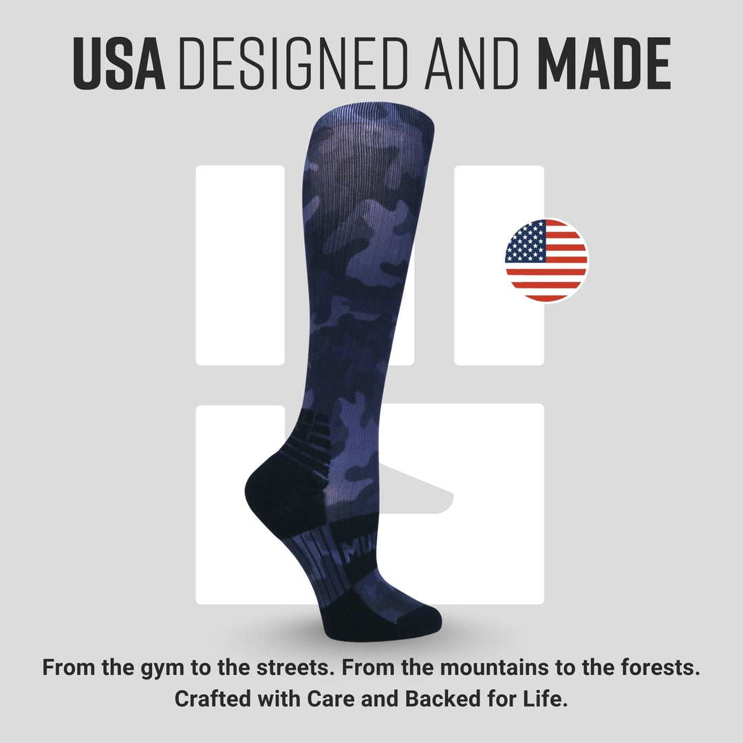 MudGear Custom Black/Gray Camo Tall Compression Socks (1 pair)