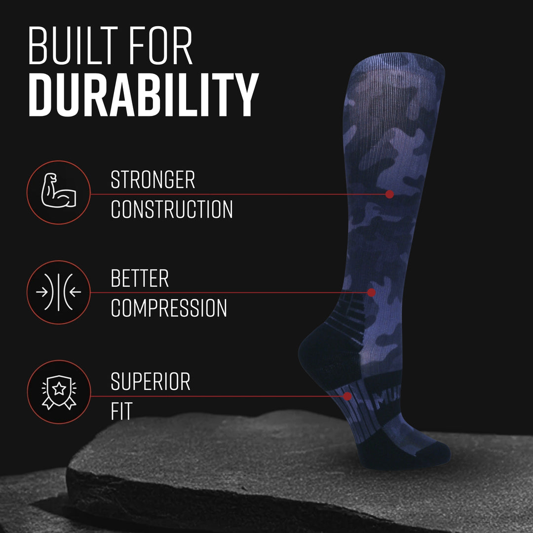 MudGear Custom Black/Gray Camo Tall Compression Socks (1 pair)