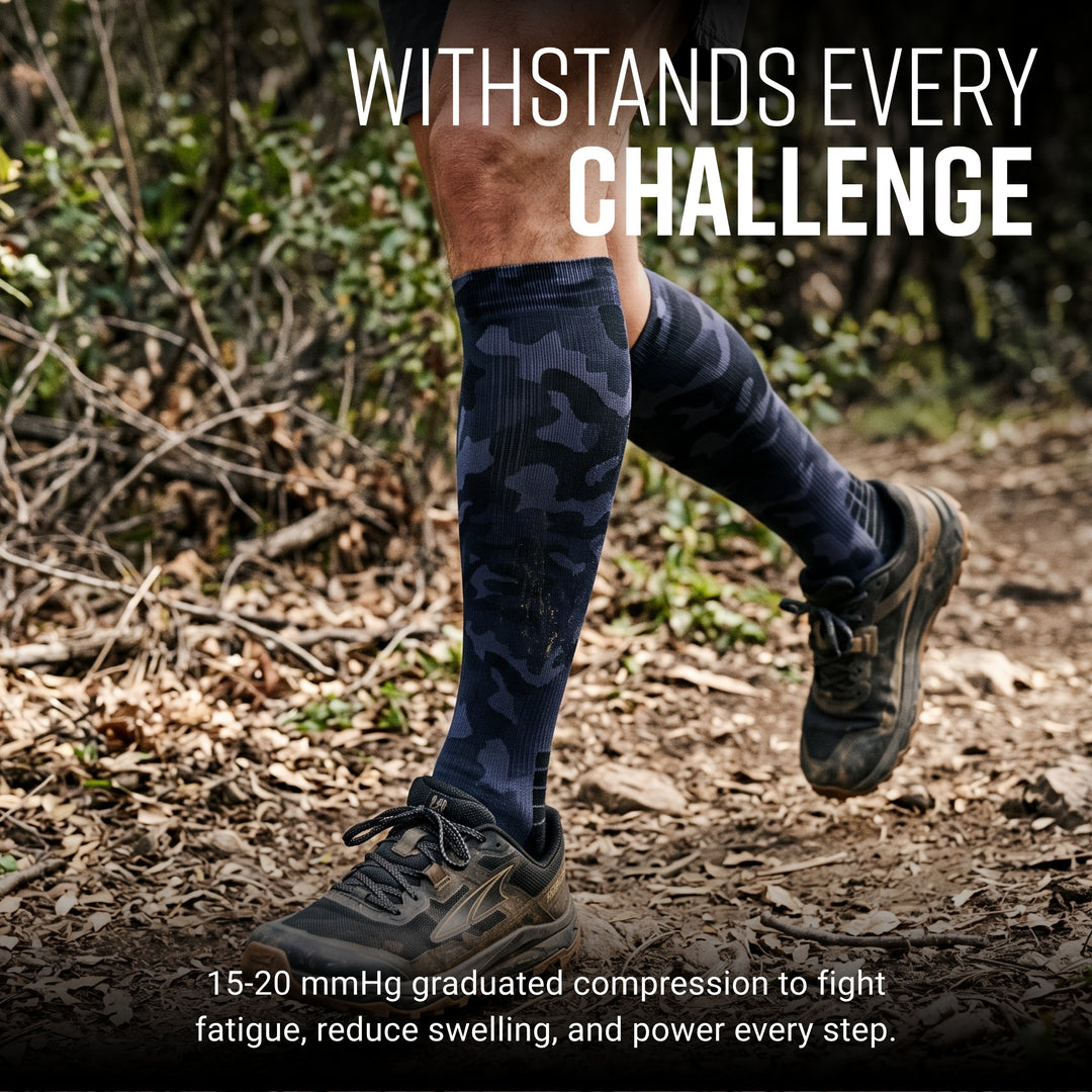 MudGear Custom Black/Gray Camo Tall Compression Socks (1 pair)