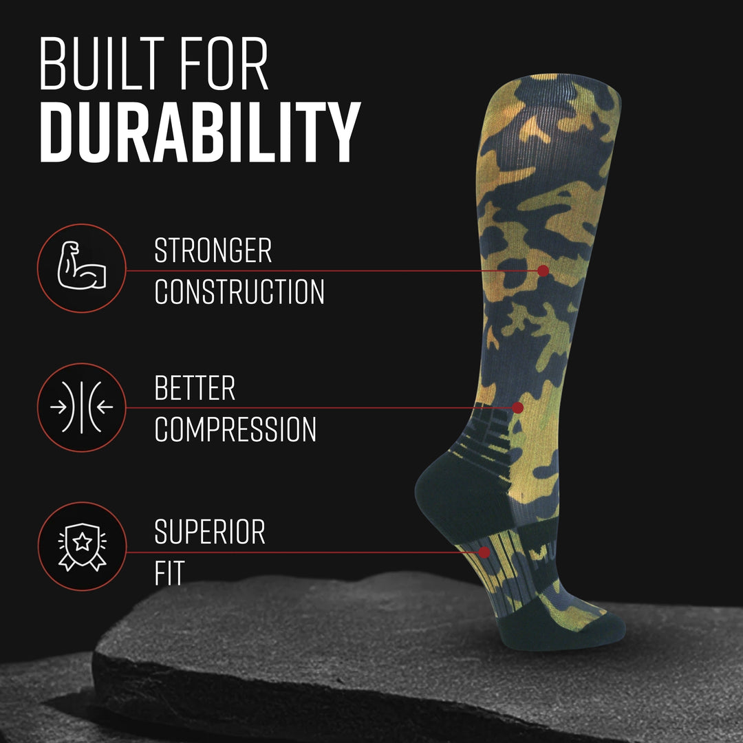 MudGear Custom Green Camo Tall Compression Socks (1 pair)
