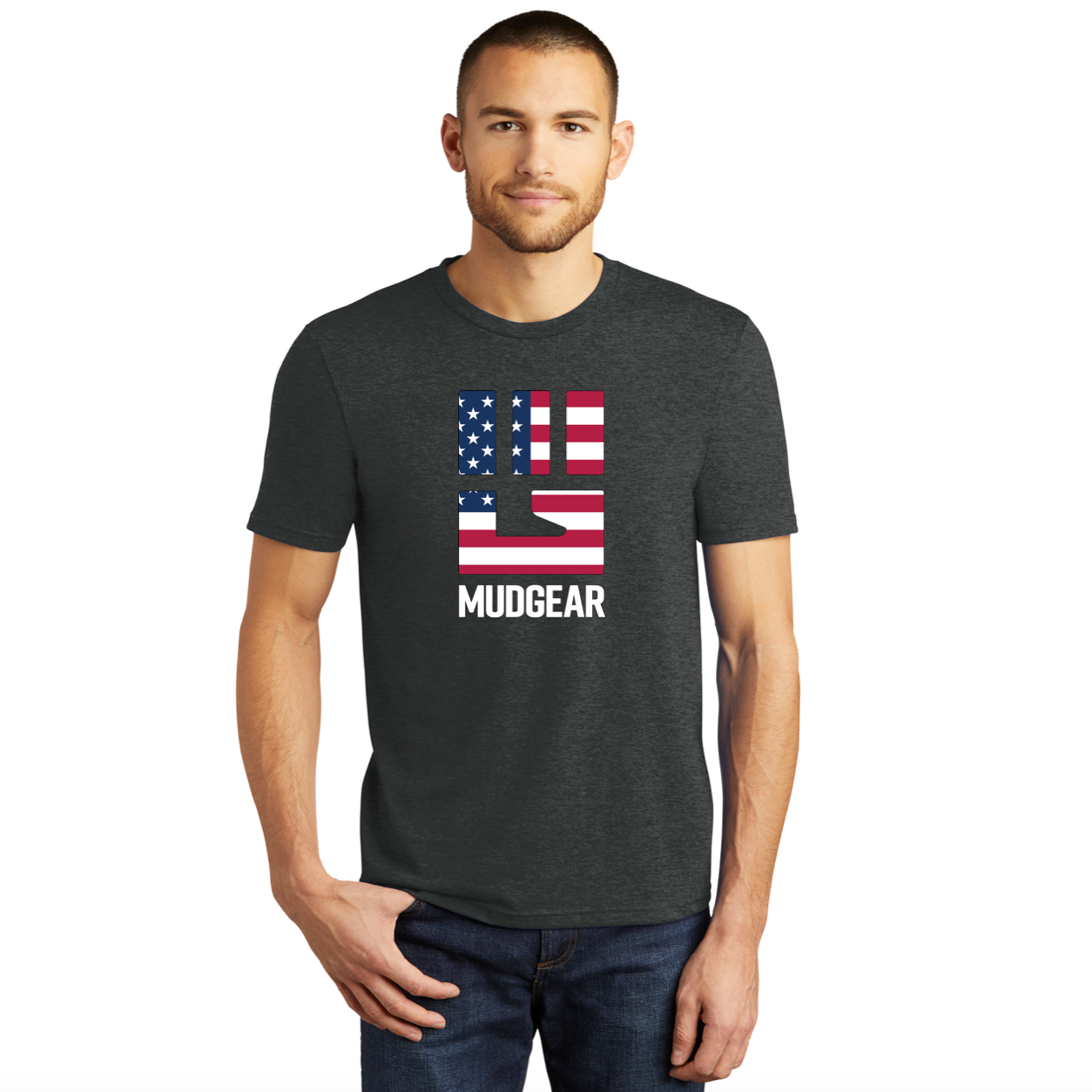 CLEARANCE ITEM - MG Logo USA Shirt - DTF Logo - USA Made Tri-Blend Tee (Heather Black/XL)