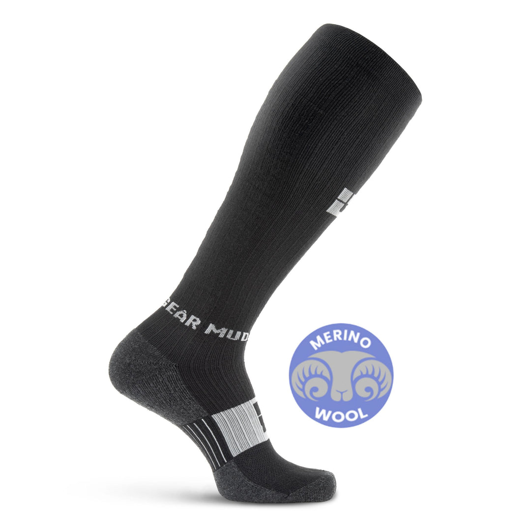 Tall Compression Merino Wool Socks (Black/Gray)