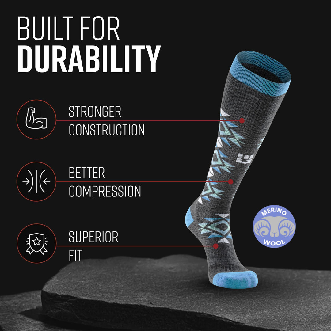 MudGear Mesa Horizon Tall Compression Socks - Gray/Blue (1 Pair)