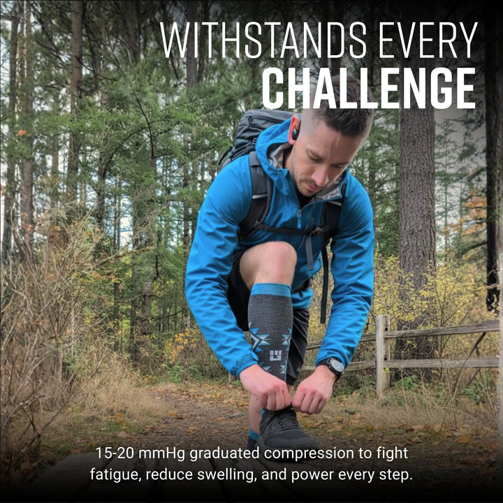 MudGear Mesa Horizon Tall Compression Socks - Gray/Blue (1 Pair)