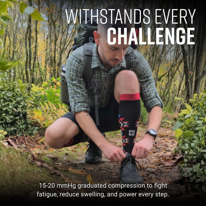 MudGear Mesa Horizon Tall Compression Socks - Black/Red (1 Pair)