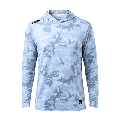 MudGear Sun Hoodie in light gray camo with long sleeves and hood