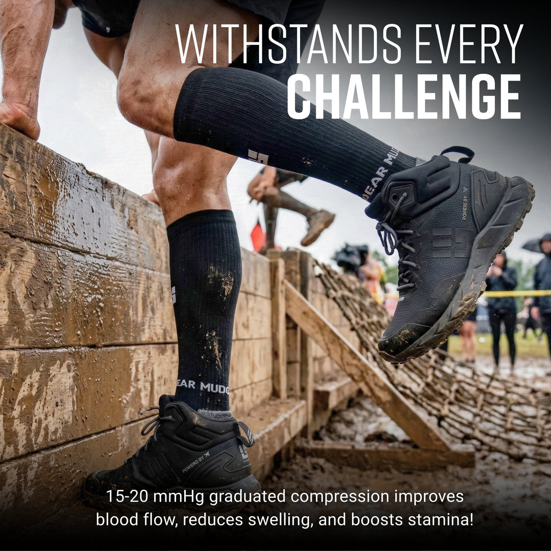 Tall Compression Merino Wool Socks (Black/Gray)