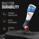 MudGear USA Eagle tall compression sock with blue sky, white clouds, eagle, and red fireworks design on black background