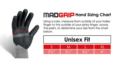 MadGrip Tough Mud Run Gloves Hand Sizing Chart