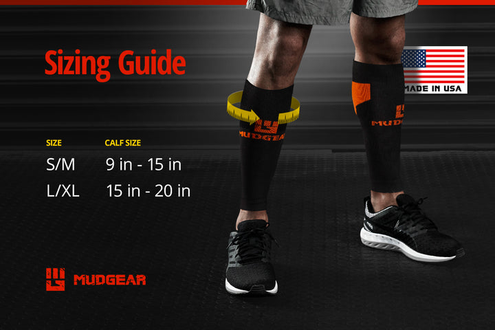 Compression Calf Sleeves (Black/Orange)